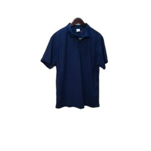 Men's Blue Polo Shirt Short Sleeve Collared Casual Shirt Size L New #510